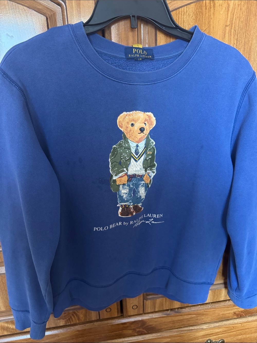 Polo by Ralph Lauren Blue Crewneck Sweatshirt with Bear Motif